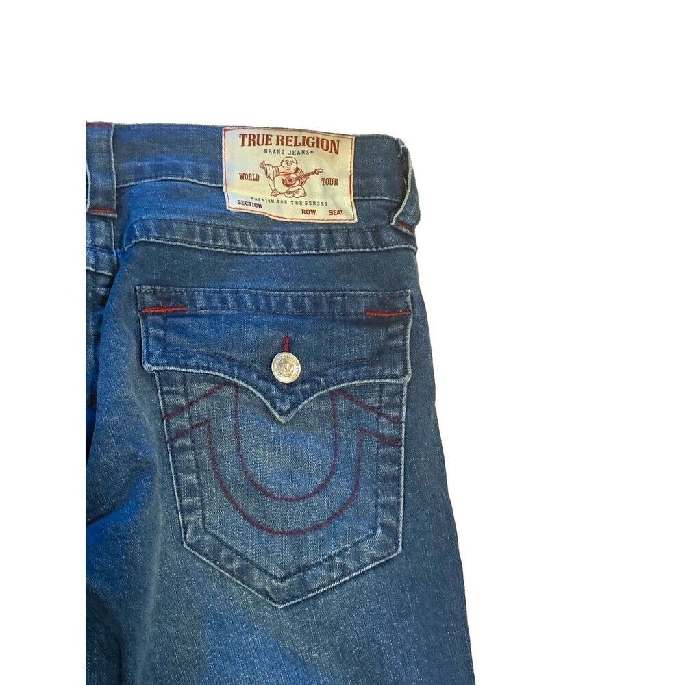 True Religion Relaxed Skinny Blue Medium Wash Denim Jeans Mens 31 5-Pocket